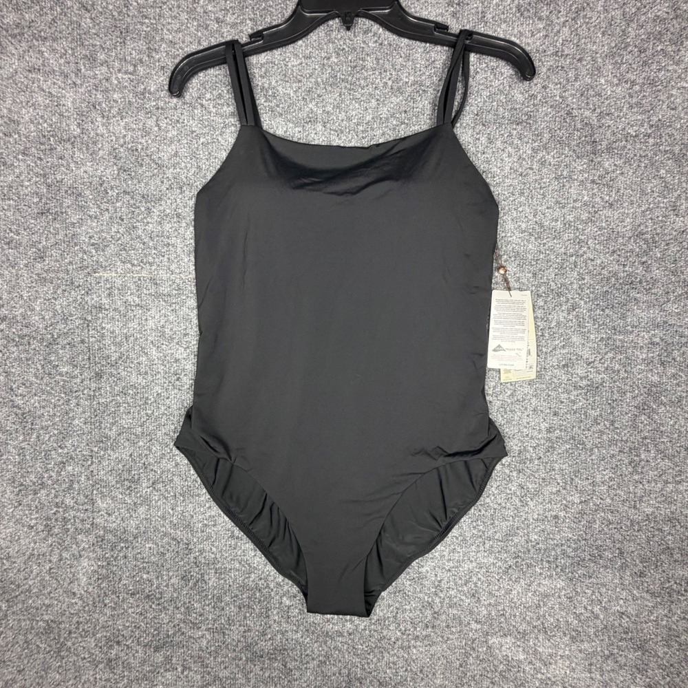 CALIA Strappy Back One Piece Swimsuit Pure Black Tummy Control WSA23116 Size 10